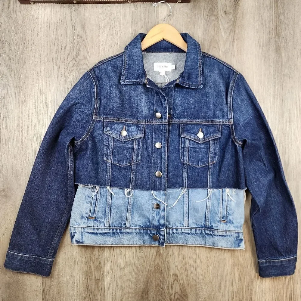 FRAME Reconstructed Ombre Denim Jacket size M